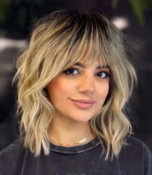 Modern Shaggy Bob in Cool Blonde