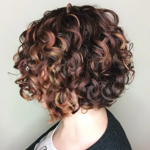 Curly Choppy Crop in Caramel Brown