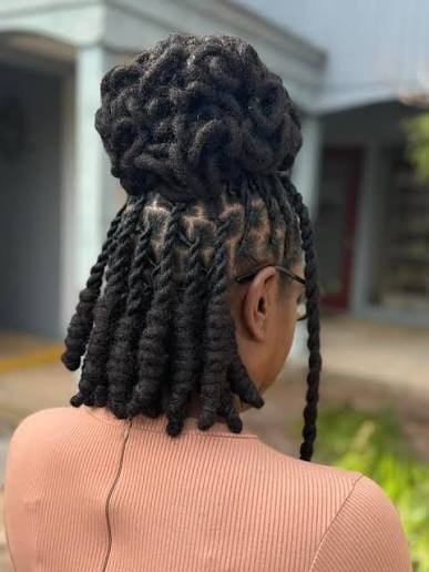 Half Up Half Down Faux Locs
