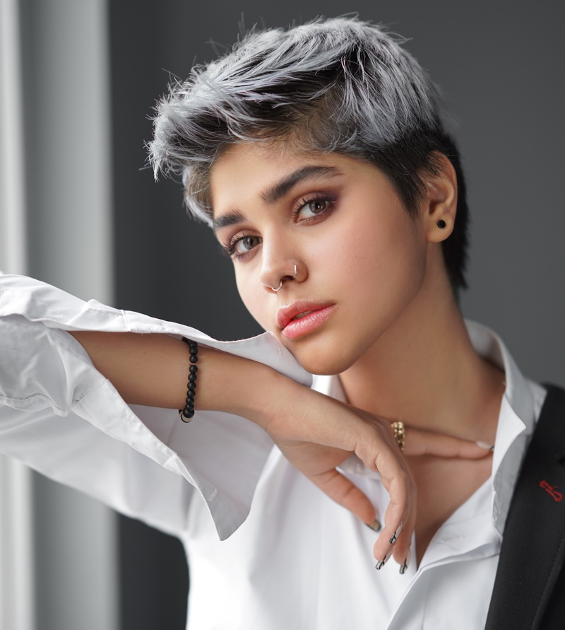 Elegant Pixie with Silver Highlights