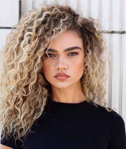 Ash Blonde Curls with Dark Roots