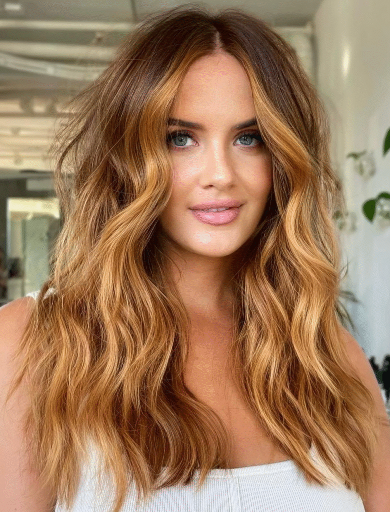 Feminine Shag Cut with Strawberry Blonde Accents