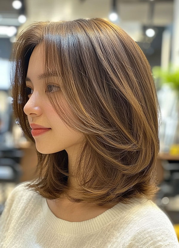  Layered French Bob in Rich Chestnut