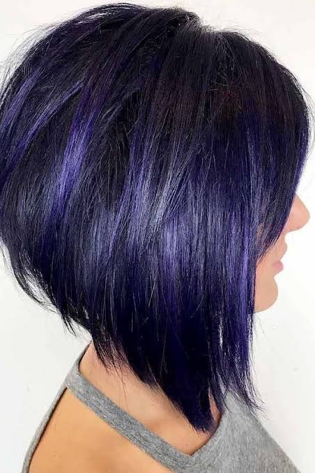  Sleek Purple Asymmetrical Bob