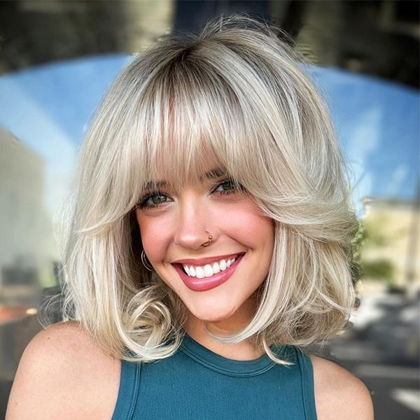 Classic Long Bob with Feathered Bangs