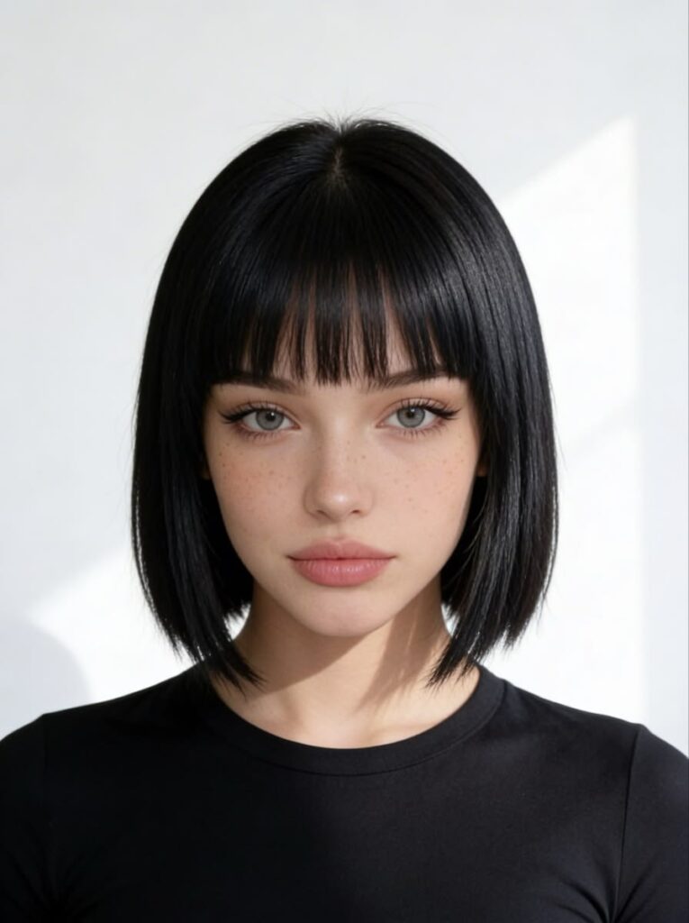 Blunt Bob with Straight Fringe
