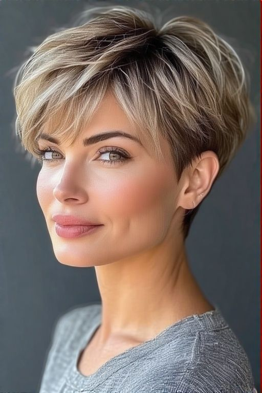 Layered Pixie with Frosted Tips