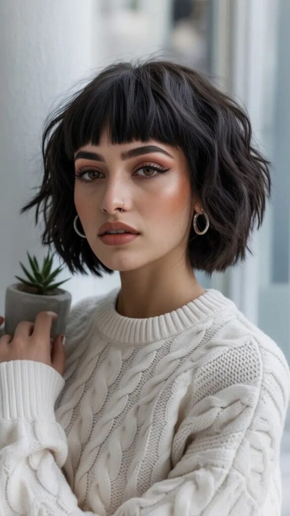 Choppy Layered Bob with Micro Bangs