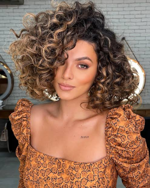 Curly Crop with Golden Highlights