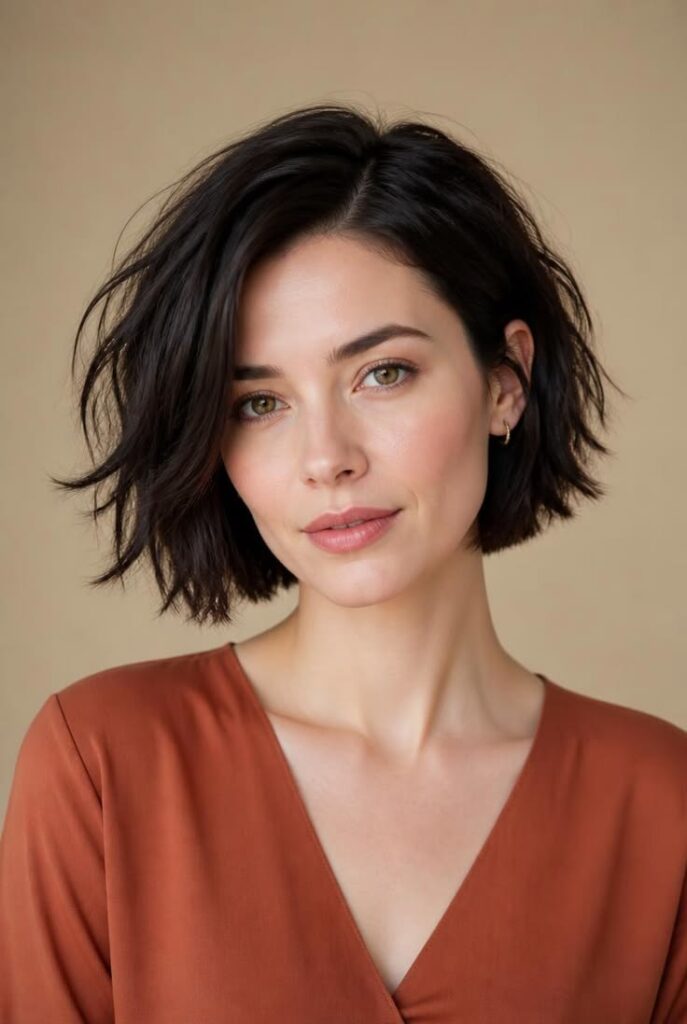 Textured Bob with Side Swept Bangs