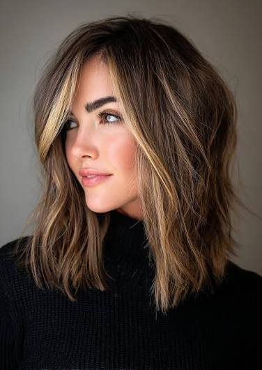 Soft Layered Bob in Warm Honey Blonde