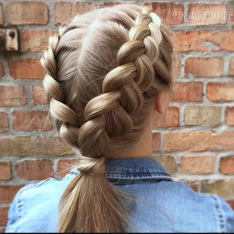 Big Dutch Braid on Brown Pink Hair