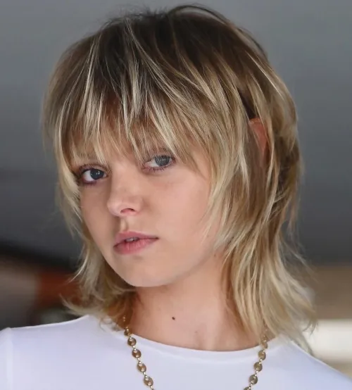 Feminine Mullet with Flicked Ends