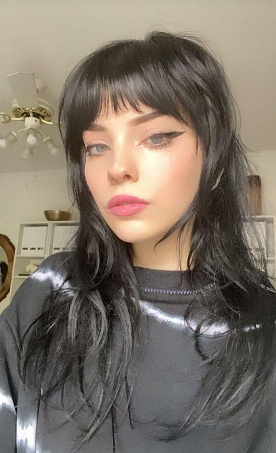 Straight Mullet with Long Fringe