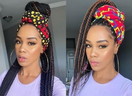 Braided Locs with Scarf Style