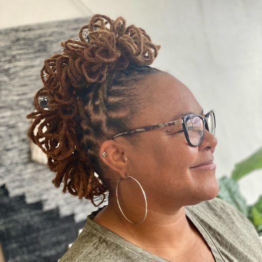 Locs with Braided Faux Hawk