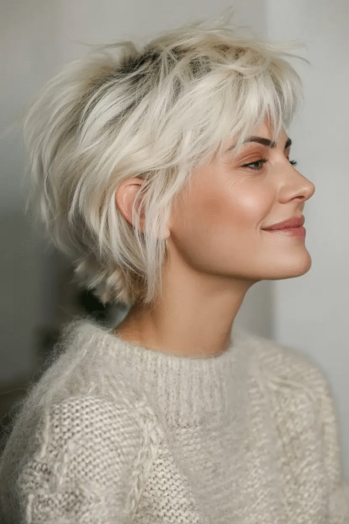 Choppy Pixie with Icy Blonde Tones