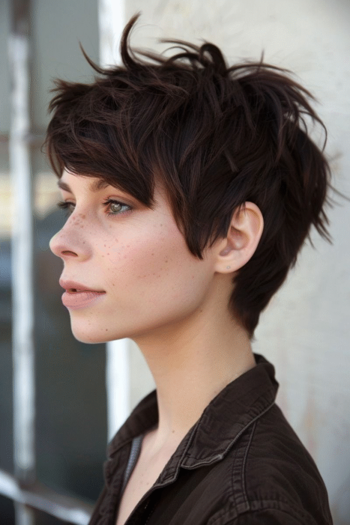 Classic Tapered Pixie in Dark Chocolate Brown