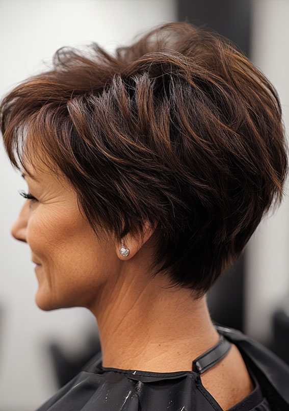 Textured Pixie with Ash Brown Balayage