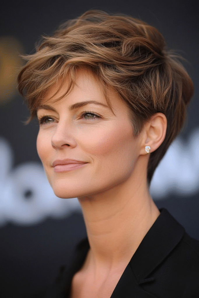 Soft Layered Pixie in Honey Blonde