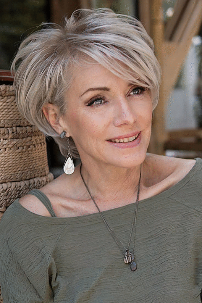Choppy Pixie with Smoky Silver Highlights