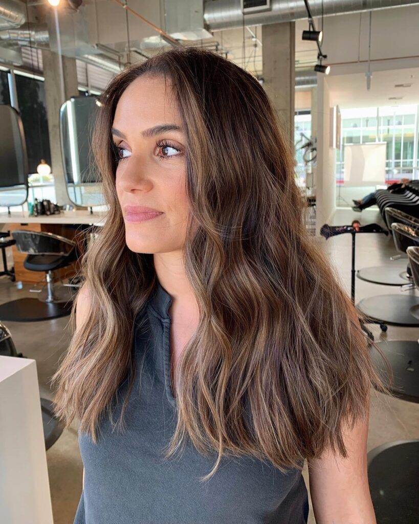 Wavy Long Sun-Kissed Caramel Brunette Balayage