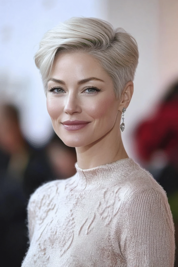 Sleek Side-Parted Pixie in Icy Platinum