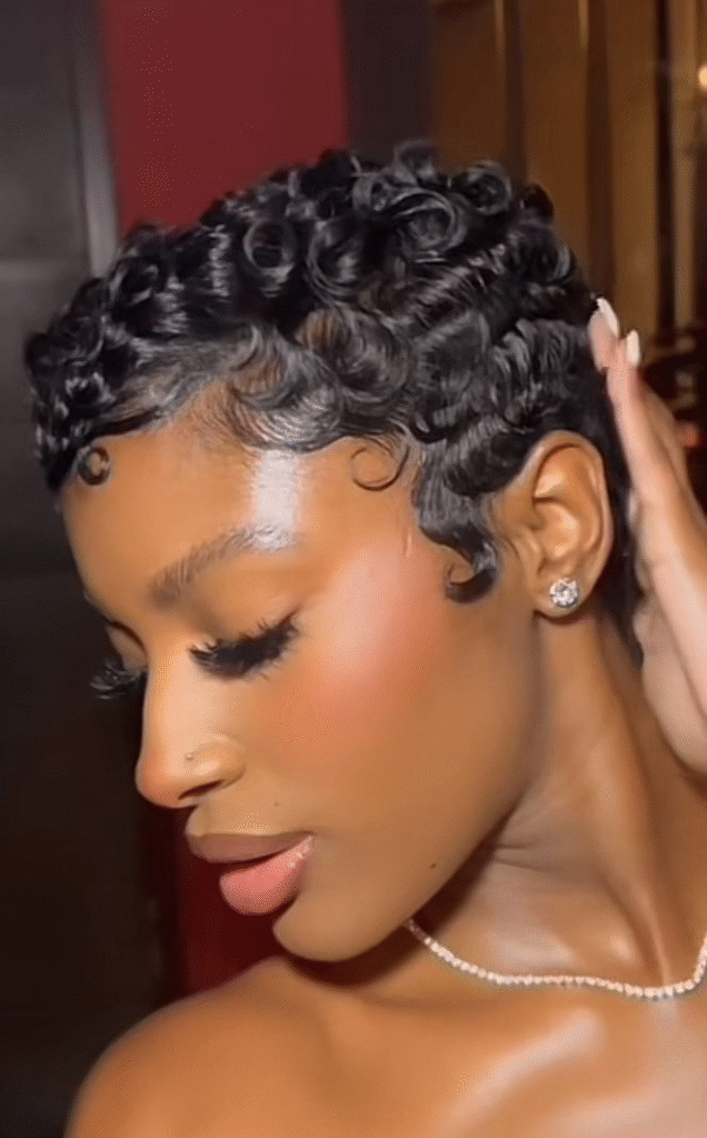 Curly Pixie with Finger Waves