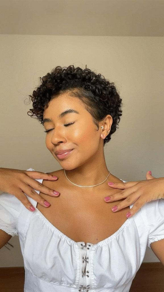 Curly Pixie with Tapered Sides