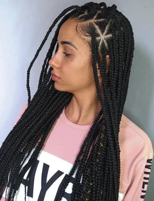 Triangle Parted Box Braids