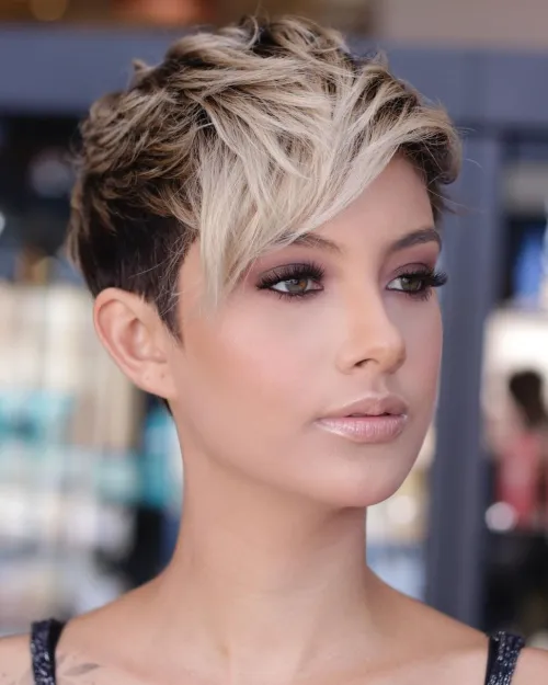 Choppy Pixie in Silver Ash Blonde