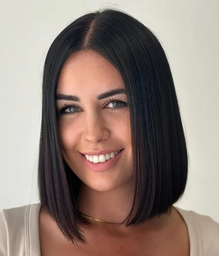 Blunt Chin-Length Bob in Espresso Brown