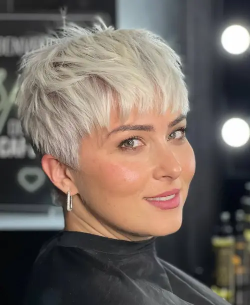 Side-Swept Pixie in Platinum Blonde