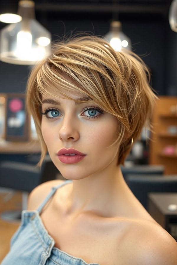 Blonde Pixie Cut with Fringe