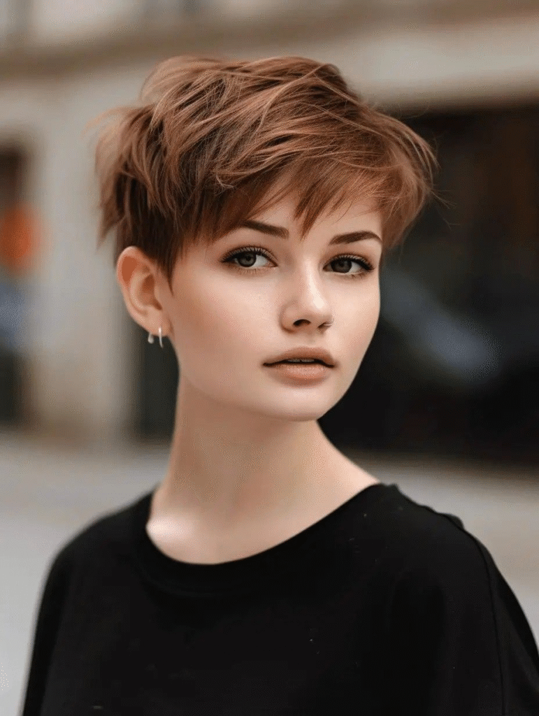 Brown Pixie Buzz Cut