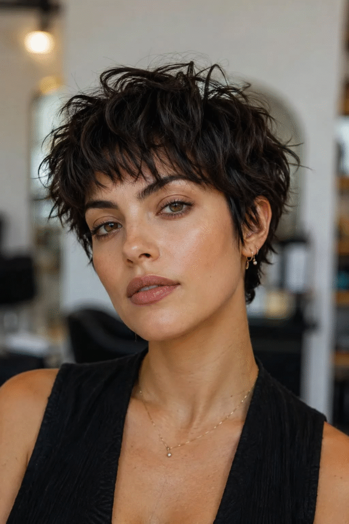 Tousled Short Cropped Black Hair