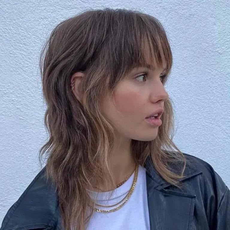 Shag Mullet Wolf Cut With Choppy Bangs