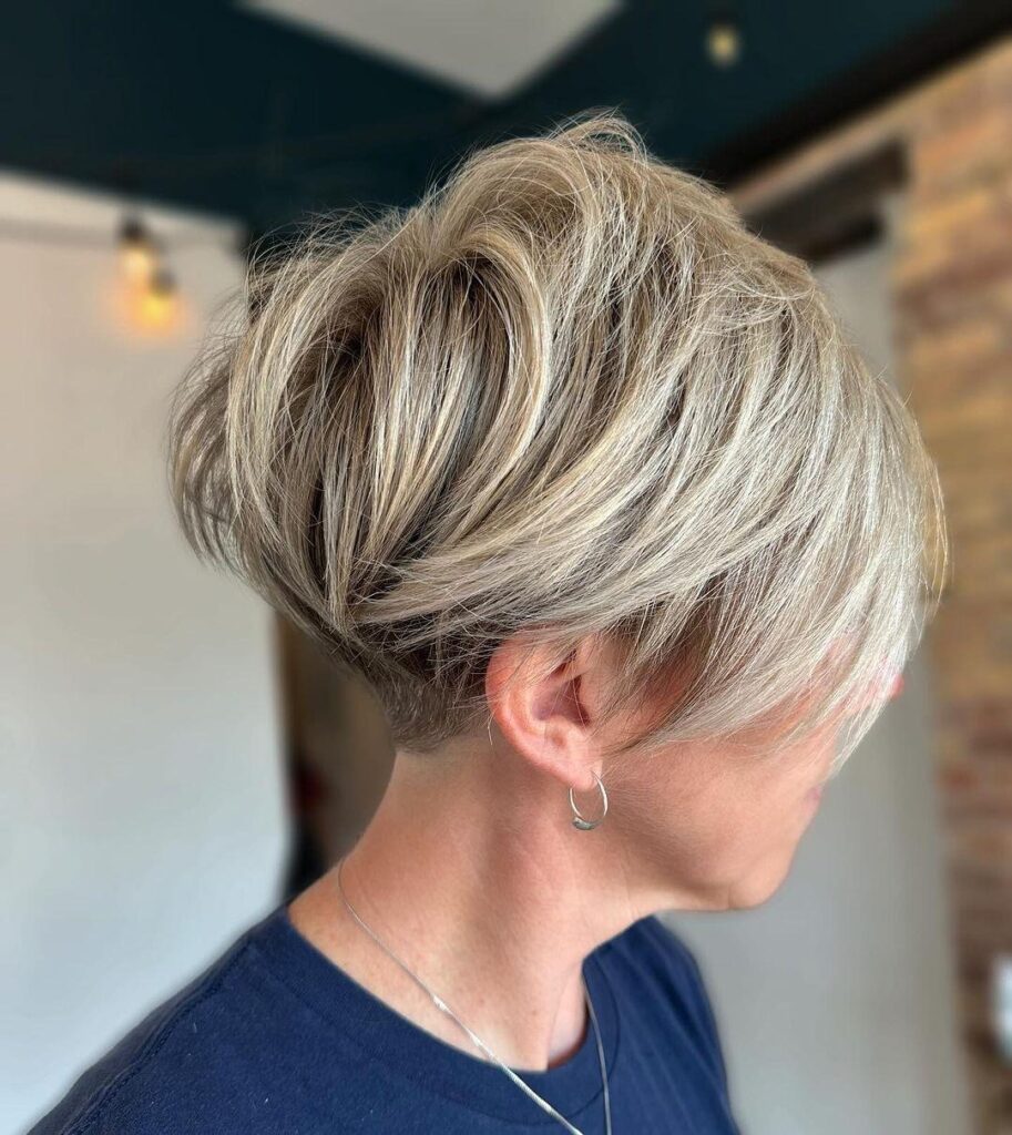 Short Pixie Grow Out Side-Swept Brown Hair