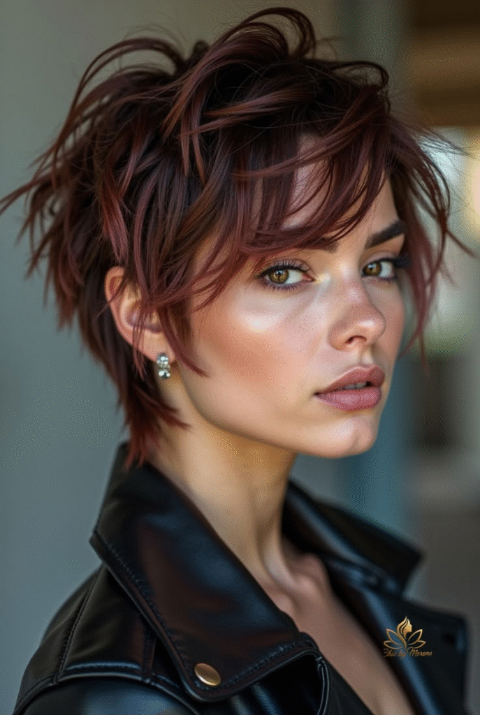 Textured Pixie Cut with Subtle Auburn Highlights
