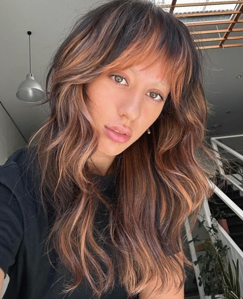 Long Shag with Fiery Brown Streaks
