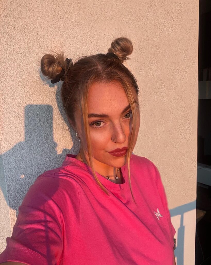 Brown Space Buns With Tendrils