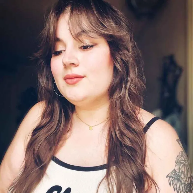 Brown Wavy Wolf Cut With Wispy Curtain Bangs
