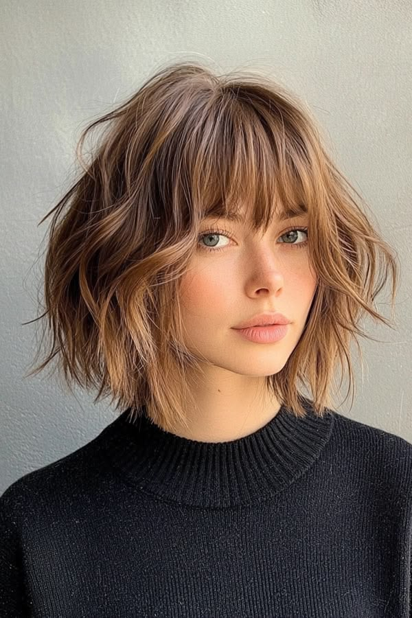 Tousled Bob with Full Bangs